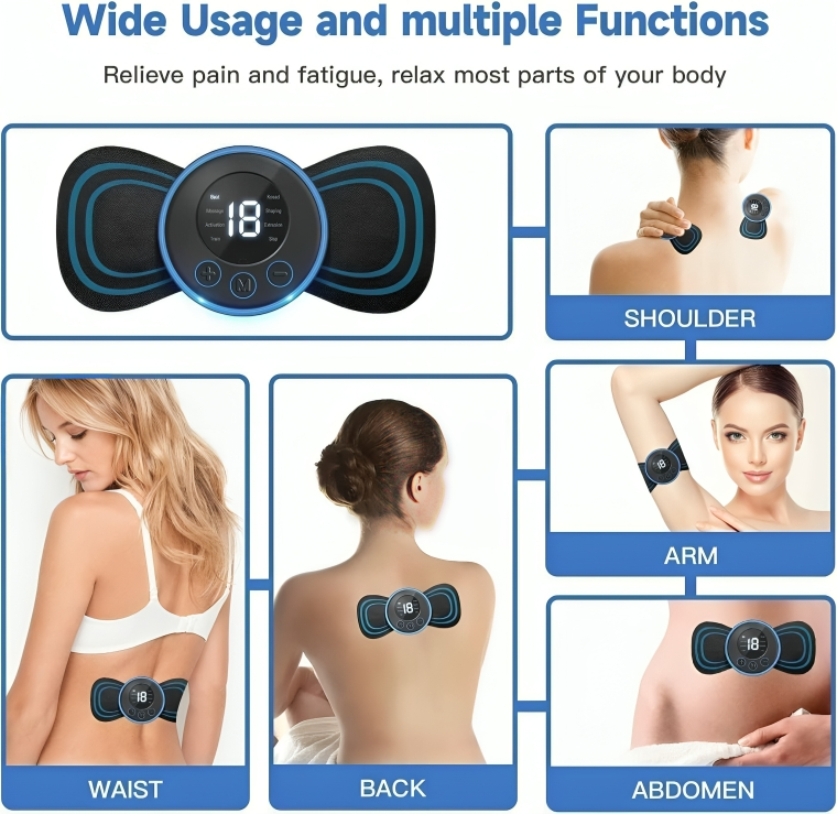 Electric full body Massager - Blood Circulation, Pain Relief with 8 Modes & 19 Strength Levels.